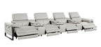 1246 Divanitalia Modular Power Triple Reclining Triple Console Sofa with Power Reclining Headrests - Top Grain Italian Leather
