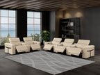 1126 Divanitalia 8-Piece Modular Power Reclining Sofa & Loveseat Set in Top Grain Italian Leather with 5 Power Recliners & Power Headrests - Beige - SKU 1126-BEIGE-8.5-HT - view 2