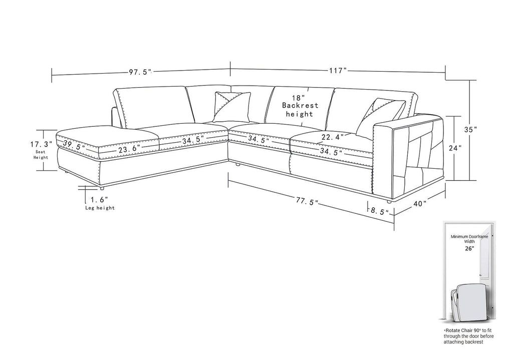 998 Divanitalia Cream Left Arm Facing Sectional Sofa in Top-grain Italian Leather - White - SKU 998-Sectional-LAF-CHAISE-WHITE - view 13