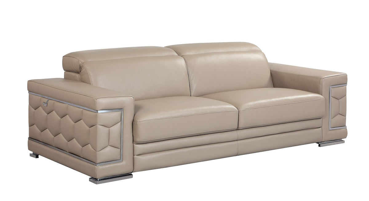 692 Divanitalia Sofa with Adjustable Headrest in Top-grain Italian Leather - Beige - SKU 692-S-BEIGE - view 2