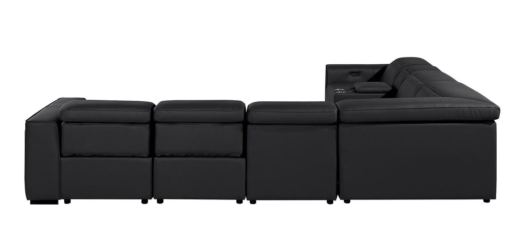 1224 Divanitalia 7-Piece L-Shaped Sectional Sofa in Top Grain Italian Leather with 4 Power Recliners & Power Headrests