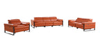1246 Divanitalia Modular Power Triple Reclining Sofa, Loveseat, and Chair Set with Power Headrests - Top Grain Italian Leather - Camel - SKU 1246-CAMEL-6.6-HT-3PC - view 3