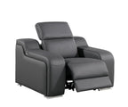 1116 Divanitalia 7-Piece Modular Power Reclining Sofa, Loveseat & Chair Set in Top Grain Italian Leather with 5 Power Recliners & Power Headrests - Dark Grey - SKU 1116-DK_GREY-7.5-HT-3PC - view 10