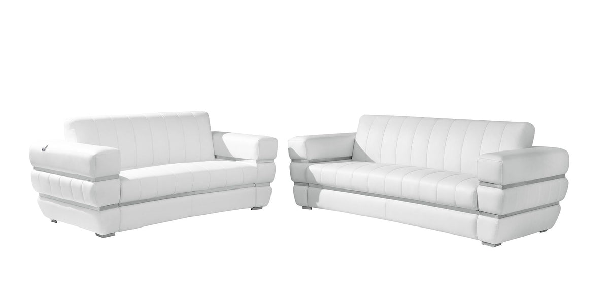 904 Divanitalia 2-Piece Sofa Set in Top-grain Italian Leather - White - SKU 904- WHITE 2PC (S/L) - GROUP - view 2