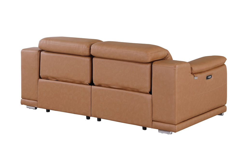 9762 Divanitalia 2-Piece Modular Power Reclining Console with 2 Power Recliners in Top Grain Italian Leather
