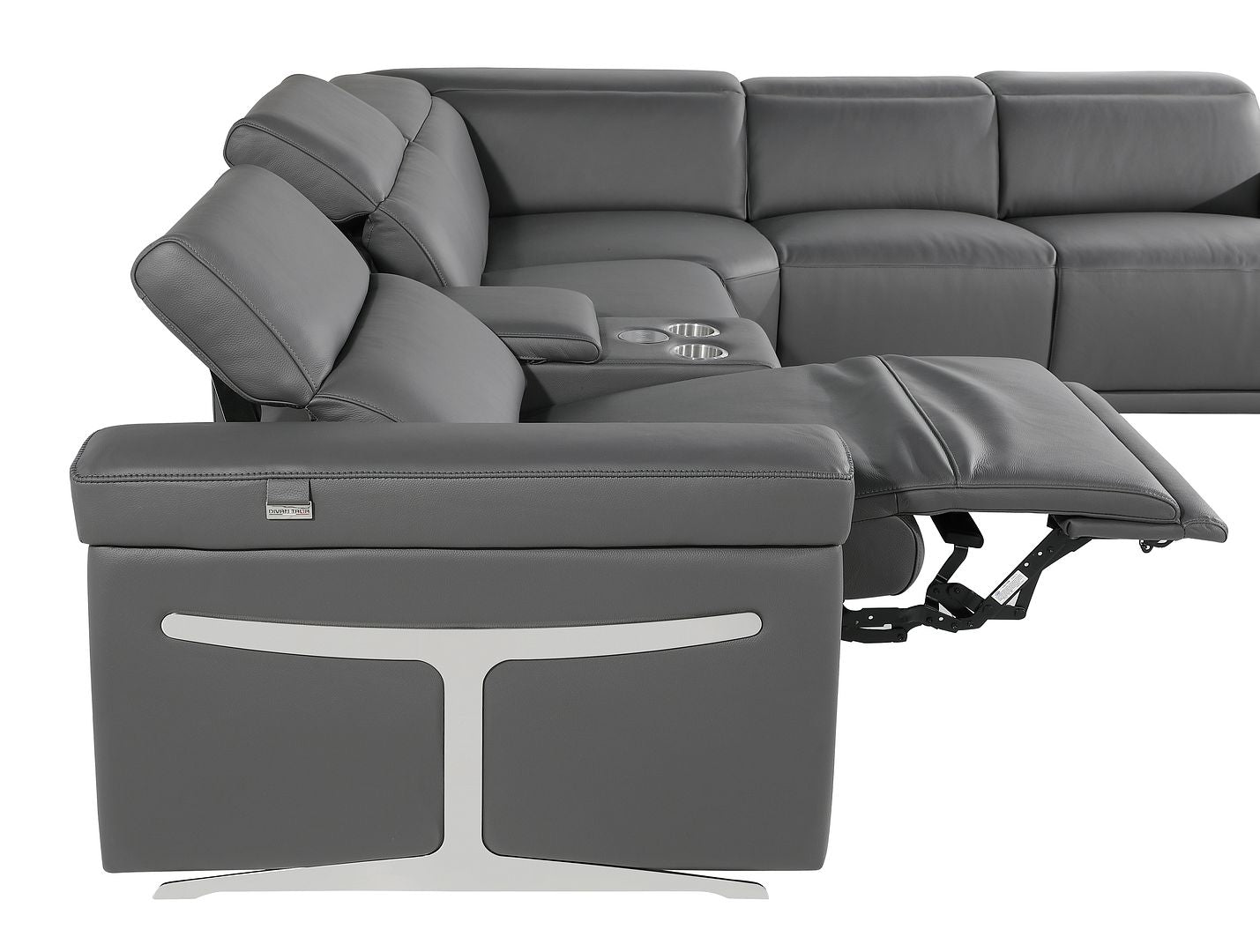 1126 Divanitalia 8-Piece L-Shaped Sectional Sofa in Top Grain Italian Leather with 4 Power Recliners & Power Headrests