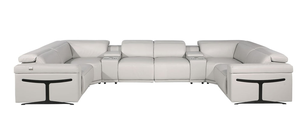 1126 Divanitalia 8-Piece U-Shaped Sectional Sofa in Top Grain Italian Leather with 4 Power Recliners & Power Headrests