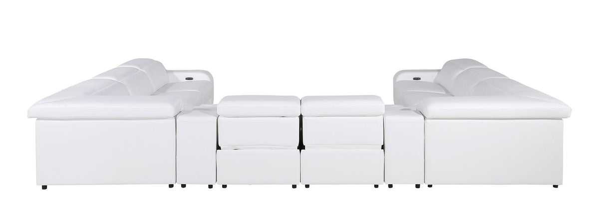 1116 Divanitalia 10-Piece U-Shaped Sectional Sofa in Top Grain Italian Leather with 4 Power Recliners & Power Headrests - White - SKU 1116-WHITE-10PC-4PWR-U-SECTIONAL-GROUP - view 7