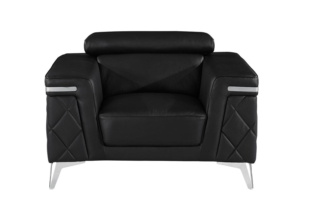 1140 Divanitalia Chair with Adjustable Headrest in Top-grain Italian Leather - Black