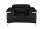 1140 Divanitalia Chair with Adjustable Headrest in Top-grain Italian Leather - Black