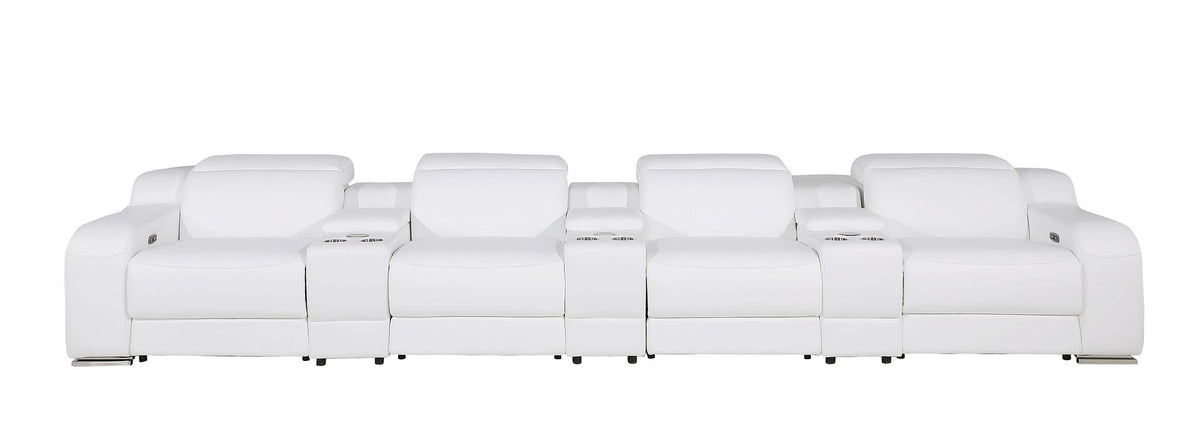 1116 Divanitalia 7-Piece Modular Power Reclining Sofa in Top Grain Italian Leather with 4 Power Recliners & Power Headrests - White - SKU 1116-WHITE-S-7.4-HT - view 3