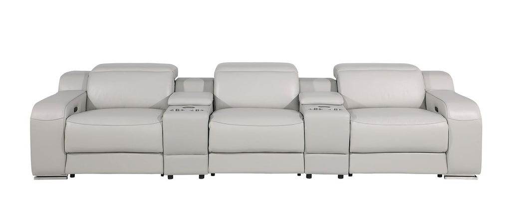 1116 Divanitalia 5-Piece Modular Power Reclining Sofa in Top Grain Italian Leather with 3 Power Recliners & Power Headrests