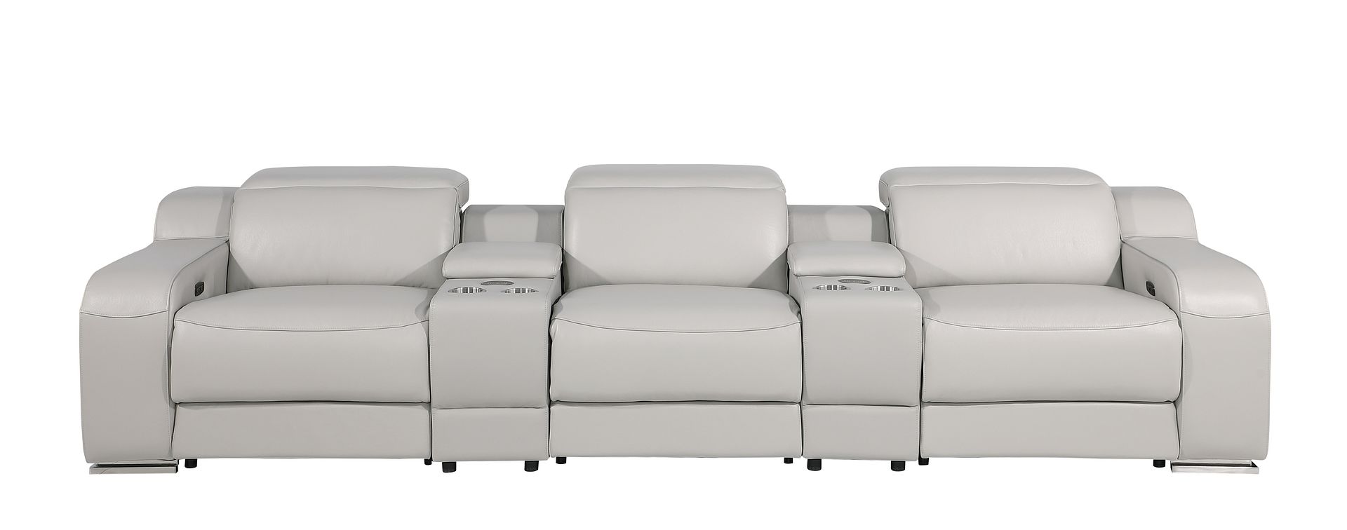 1116 Divanitalia 5-Piece Modular Power Reclining Sofa in Top Grain Italian Leather with 3 Power Recliners & Power Headrests