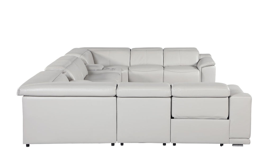 9762 Divanitalia 10-Piece U-Shaped Top Grain Italian Leather Sectional Sofa with 4 Power Recliners