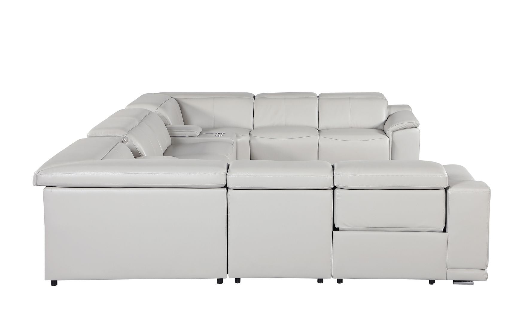 9762 Divanitalia 10-Piece U-Shaped Top Grain Italian Leather Sectional Sofa with 4 Power Recliners