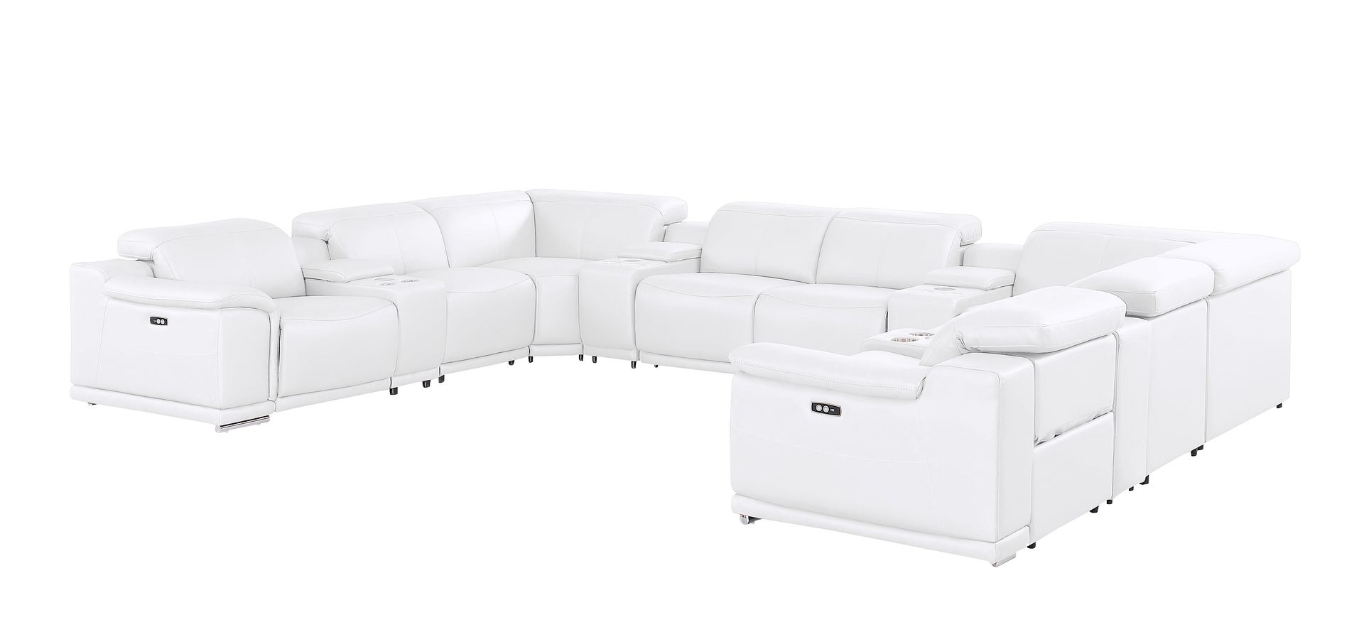 2679 12-Piece U-Shaped Power Reclining Sectional Sofa in Genuine Leather - 4 Recliners