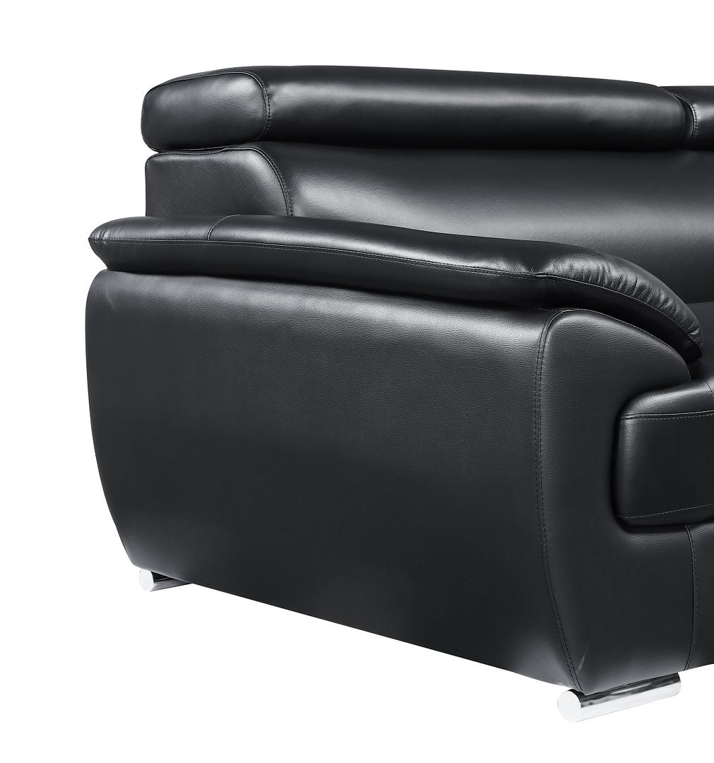 4571 Modern Genuine Leather 3-Piece Sofa Set - Black - SKU 4571-LV BLACK 3PC (S/L/C) - GROUP - view 12