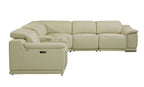 9762 Divanitalia 6-Piece L-Shaped Top Grain Italian Leather Sectional Sofa with 3 Power Recliners