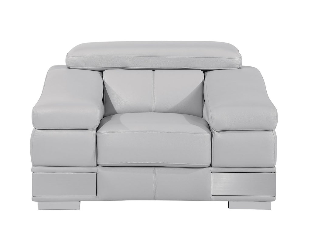 415 Divanitalia 3-Piece Sofa Set with Adjustable Headrest in Top-grain Italian Leather - Light Grey - SKU 415- LIGHT GRAY 3PC (S/L/CH) - GROUP - view 7