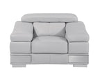 415 Divanitalia 3-Piece Sofa Set with Adjustable Headrest in Top-grain Italian Leather - Light Grey - SKU 415- LIGHT GRAY 3PC (S/L/CH) - GROUP - view 7