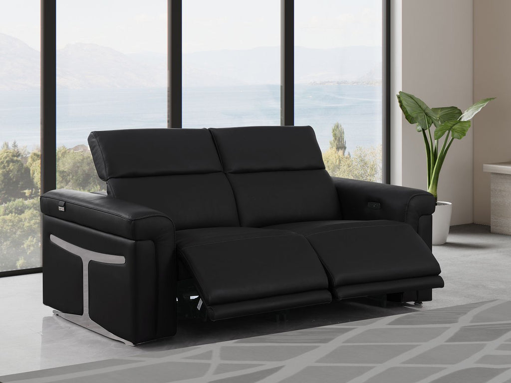 1126 Divanitalia 2-Piece Modular Power Reclining Loveseat in Top Grain Italian Leather with 2 Power Recliners & Power Headrests - Black - SKU 1126-BLACK-2.2-HT - view 2