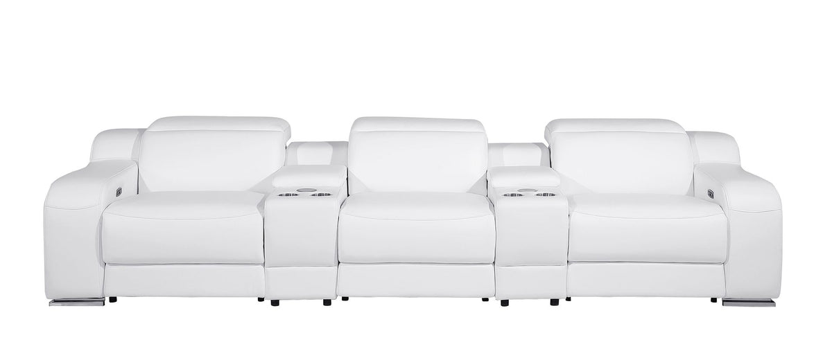 1116 Divanitalia 5-Piece Modular Power Reclining Sofa in Top Grain Italian Leather with 3 Power Recliners & Power Headrests - White - SKU 1116-WHITE-5.3-HT - view 3