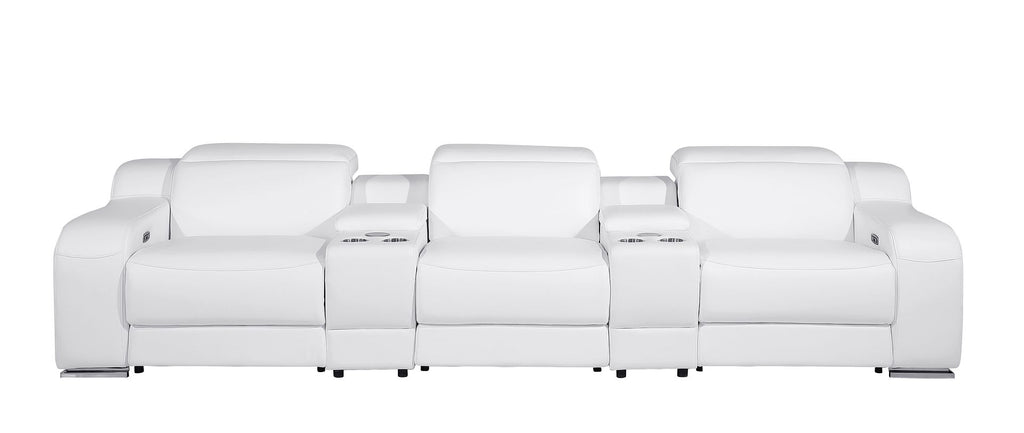 1116 Divanitalia 5-Piece Modular Power Reclining Sofa in Top Grain Italian Leather with 3 Power Recliners & Power Headrests