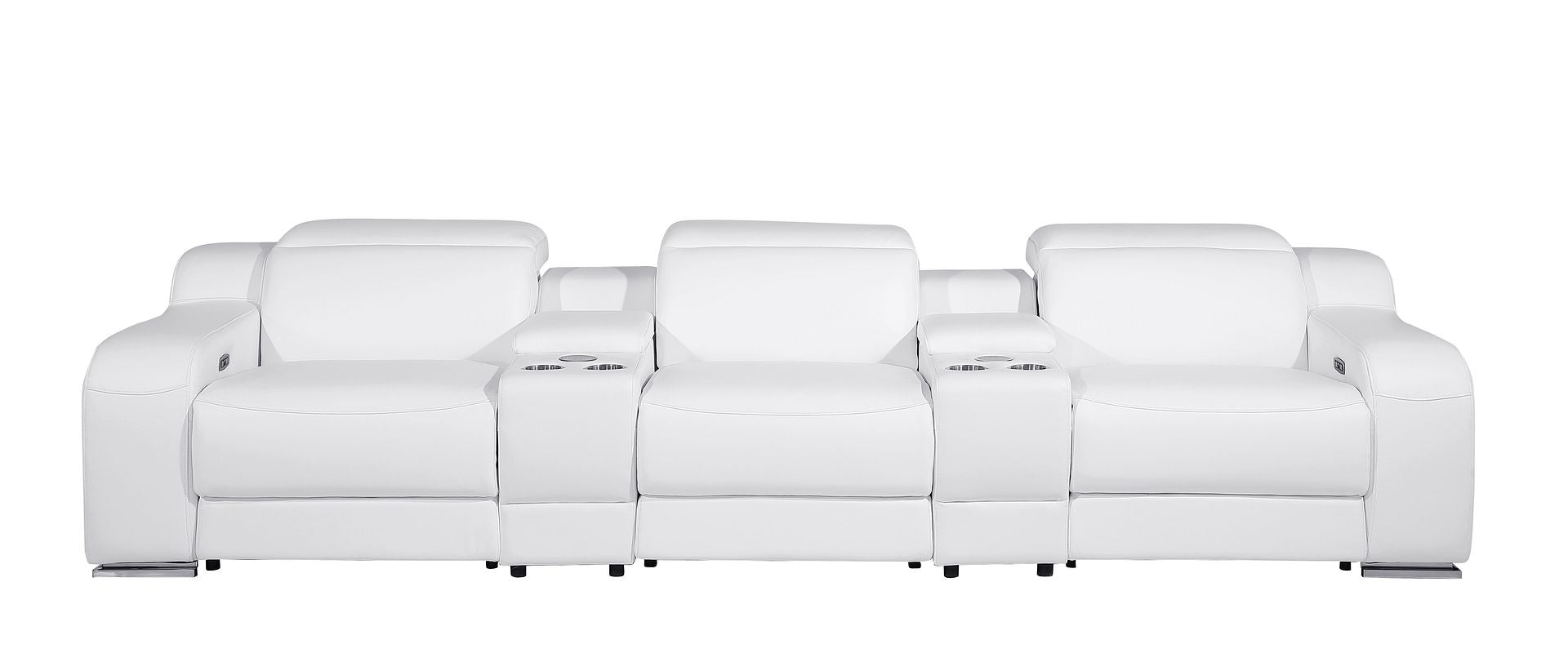 1116 Divanitalia 5-Piece Modular Power Reclining Sofa in Top Grain Italian Leather with 3 Power Recliners & Power Headrests