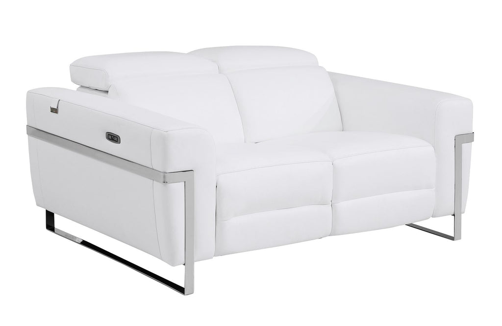 990 Divanitalia Power Reclining 2-Piece Sofa Set with Power Headrest in Top-grain Italian Leather - White - SKU 990-WHITE-2PC - view 4