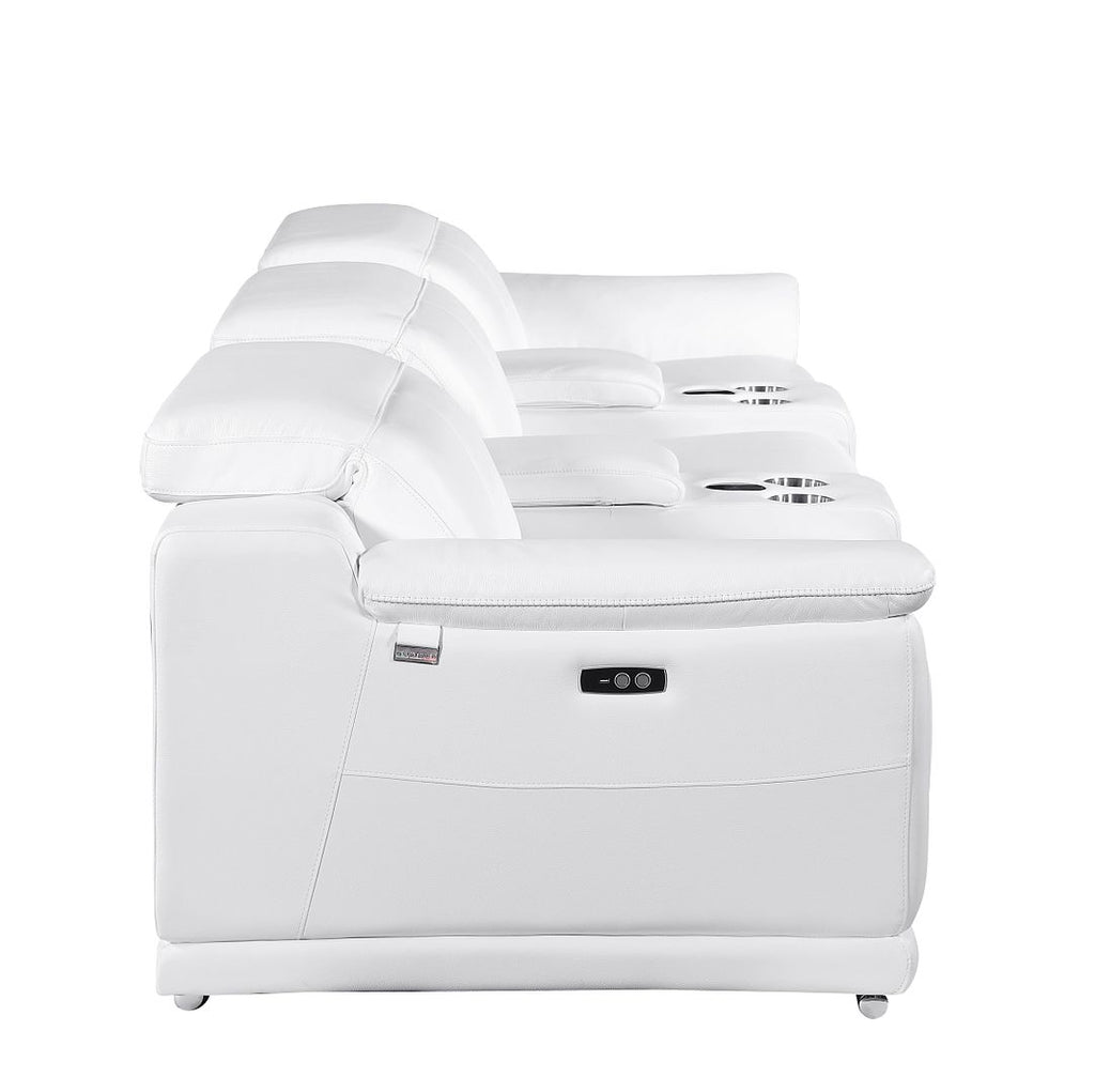 9762 Divanitalia 5-Piece Modular Power Reclining Sofa and Loveseat Set with 3 Power Recliners in Top Grain Italian Leather