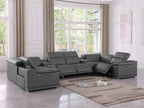 9762 Divanitalia 8-Piece U-Shaped Top Grain Italian Leather Sectional Sofa with 4 Power Recliners