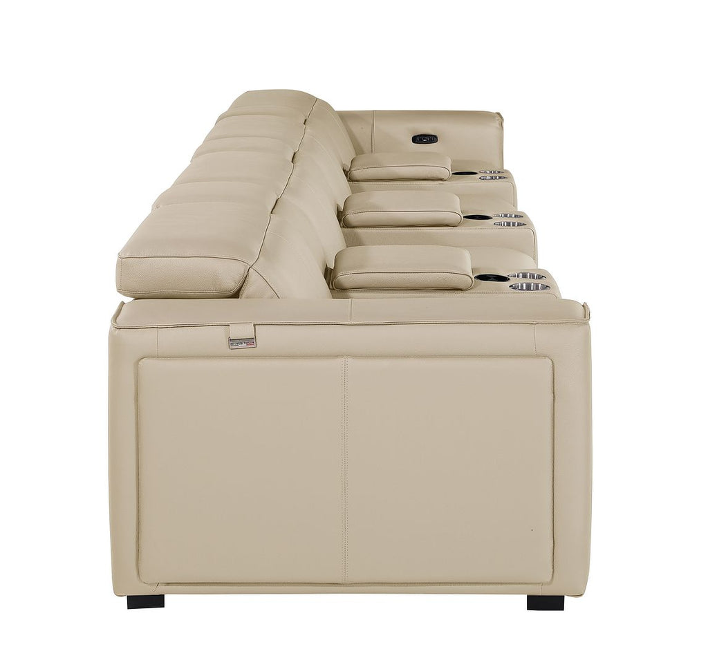 1224 Divanitalia 7-Piece Modular Power Reclining Sofa in Top Grain Italian Leather with 4 Power Recliners & Power Headrests