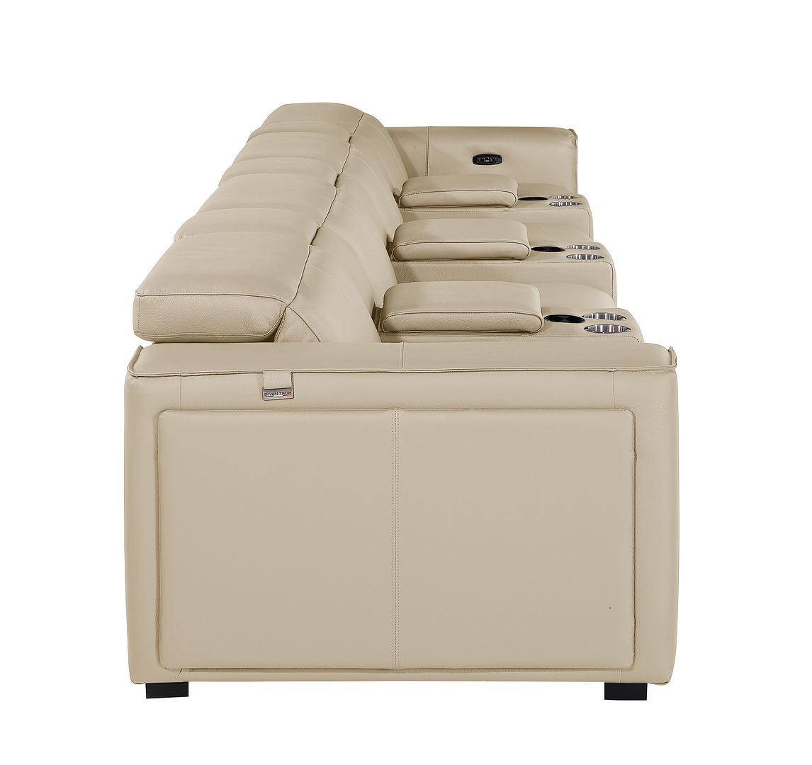 1224 Divanitalia 7-Piece Modular Power Reclining Sofa in Top Grain Italian Leather with 4 Power Recliners & Power Headrests