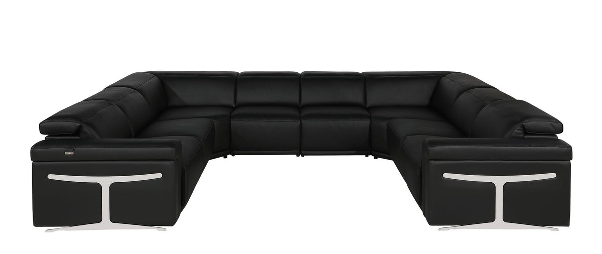 1126 Divanitalia 8-Piece U-Shaped Sectional Sofa in Top Grain Italian Leather with 4 Power Recliners & Power Headrests - Black - SKU 1126-BLACK-8PC-4PWR-U-NC-SECTIONAL-GROUP - view 3