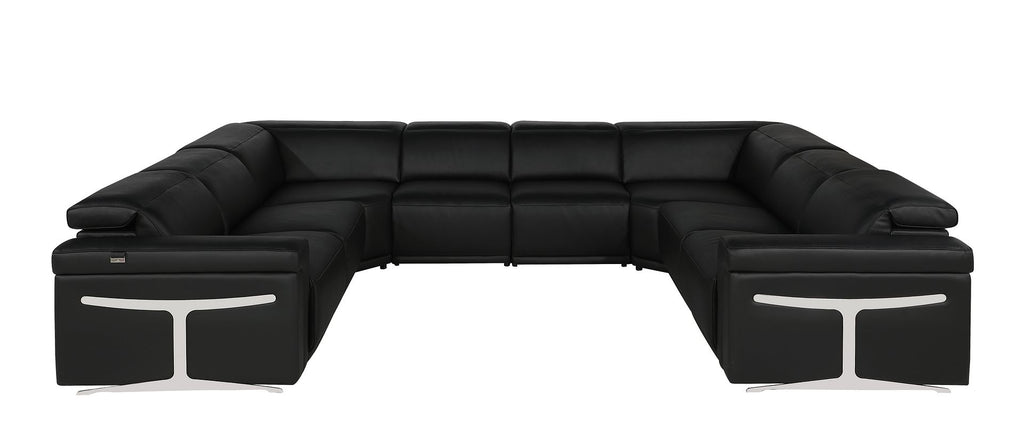 1126 Divanitalia 8-Piece U-Shaped Sectional Sofa in Top Grain Italian Leather with 4 Power Recliners & Power Headrests