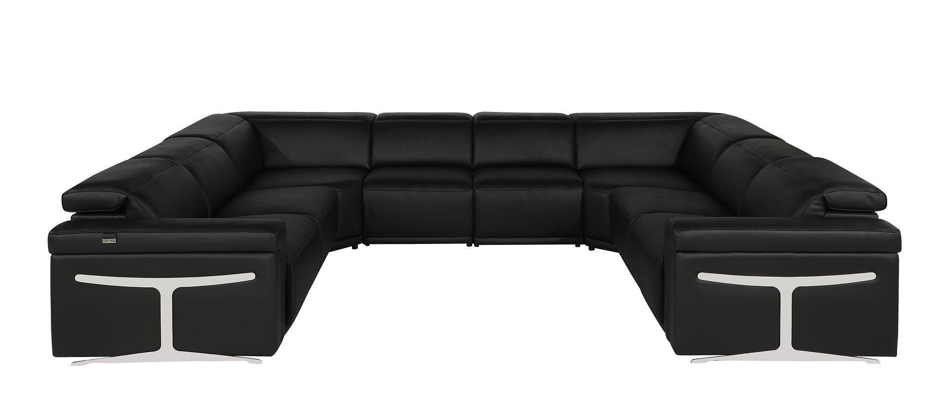 1126 Divanitalia 8-Piece U-Shaped Sectional Sofa in Top Grain Italian Leather with 4 Power Recliners & Power Headrests