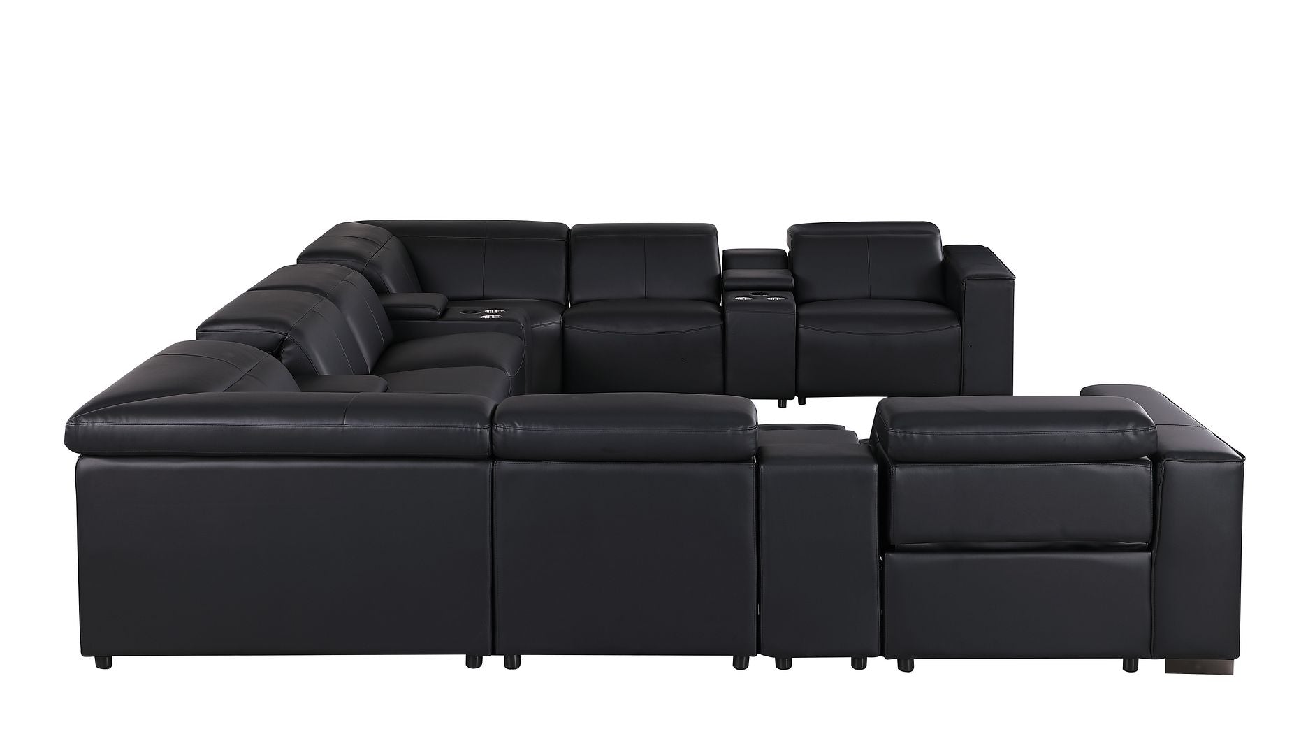 1208 12 Piece U-Shaped Leather Sectional Sofa with 4 Power Recliners & Power Headrest