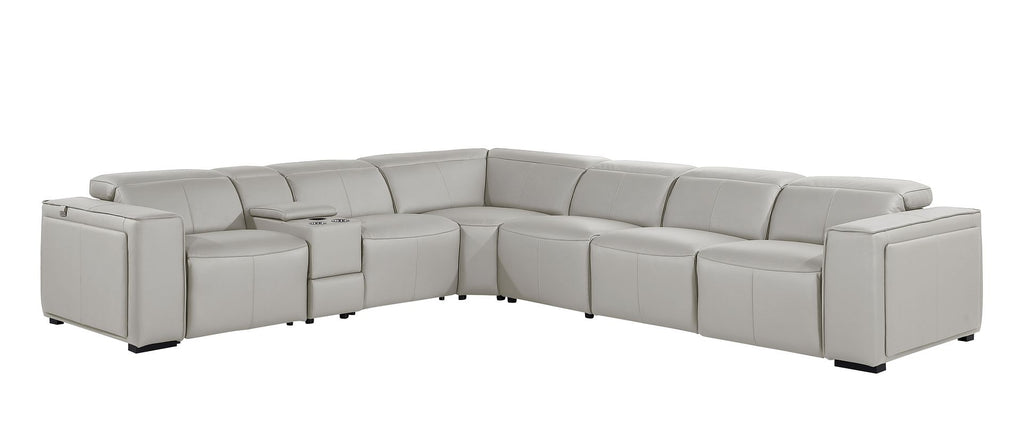 1224 Divanitalia 7-Piece L-Shaped Sectional Sofa in Top Grain Italian Leather with 4 Power Recliners & Power Headrests