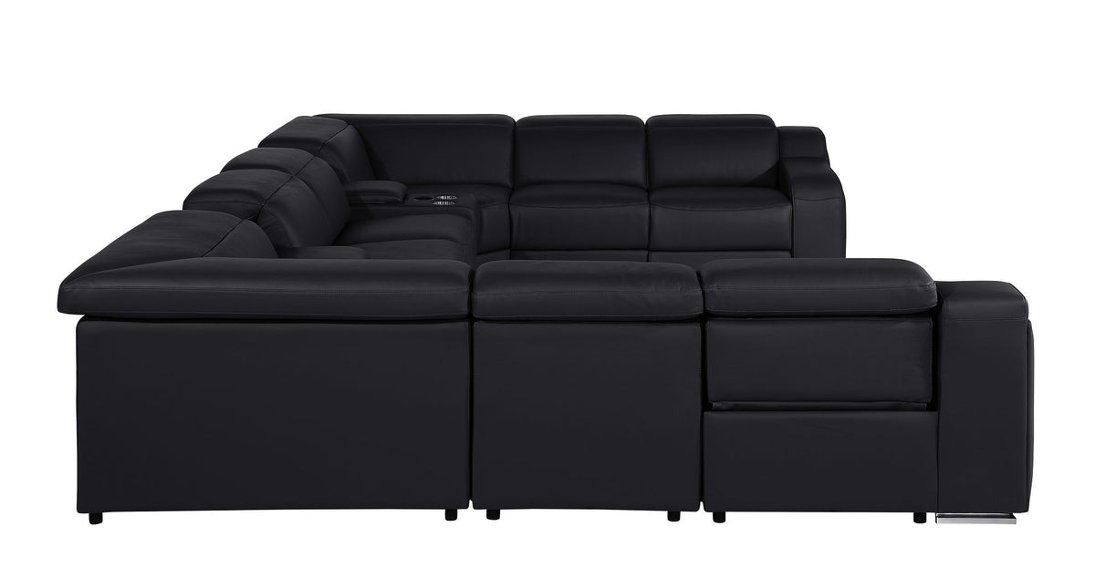 1116 Divanitalia 10-Piece U-Shaped Sectional Sofa in Top Grain Italian Leather with 4 Power Recliners & Power Headrests - Black - SKU 1116-BLACK-10PC-4PWR-U-SECTIONAL-GROUP - view 8