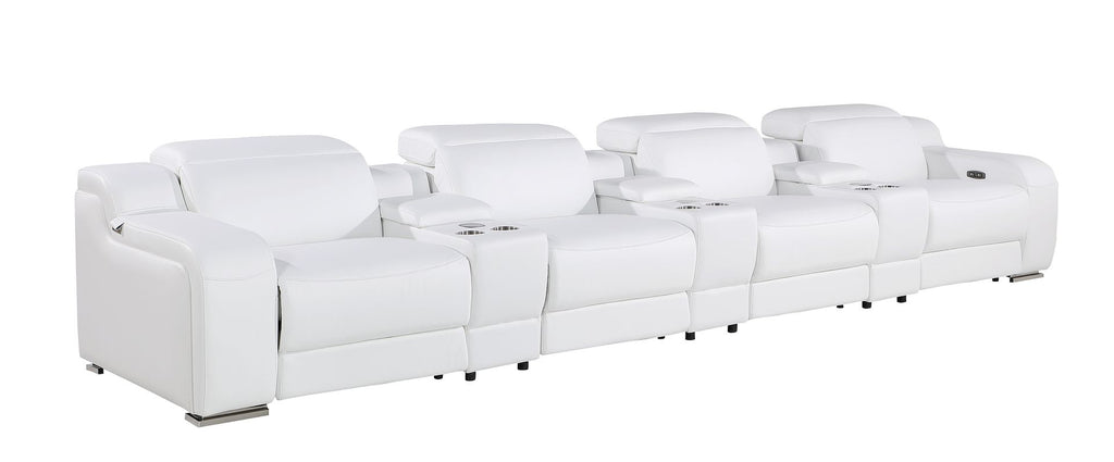 1116 Divanitalia 7-Piece Modular Power Reclining Sofa in Top Grain Italian Leather with 4 Power Recliners & Power Headrests - White - SKU 1116-WHITE-S-7.4-HT - view 4
