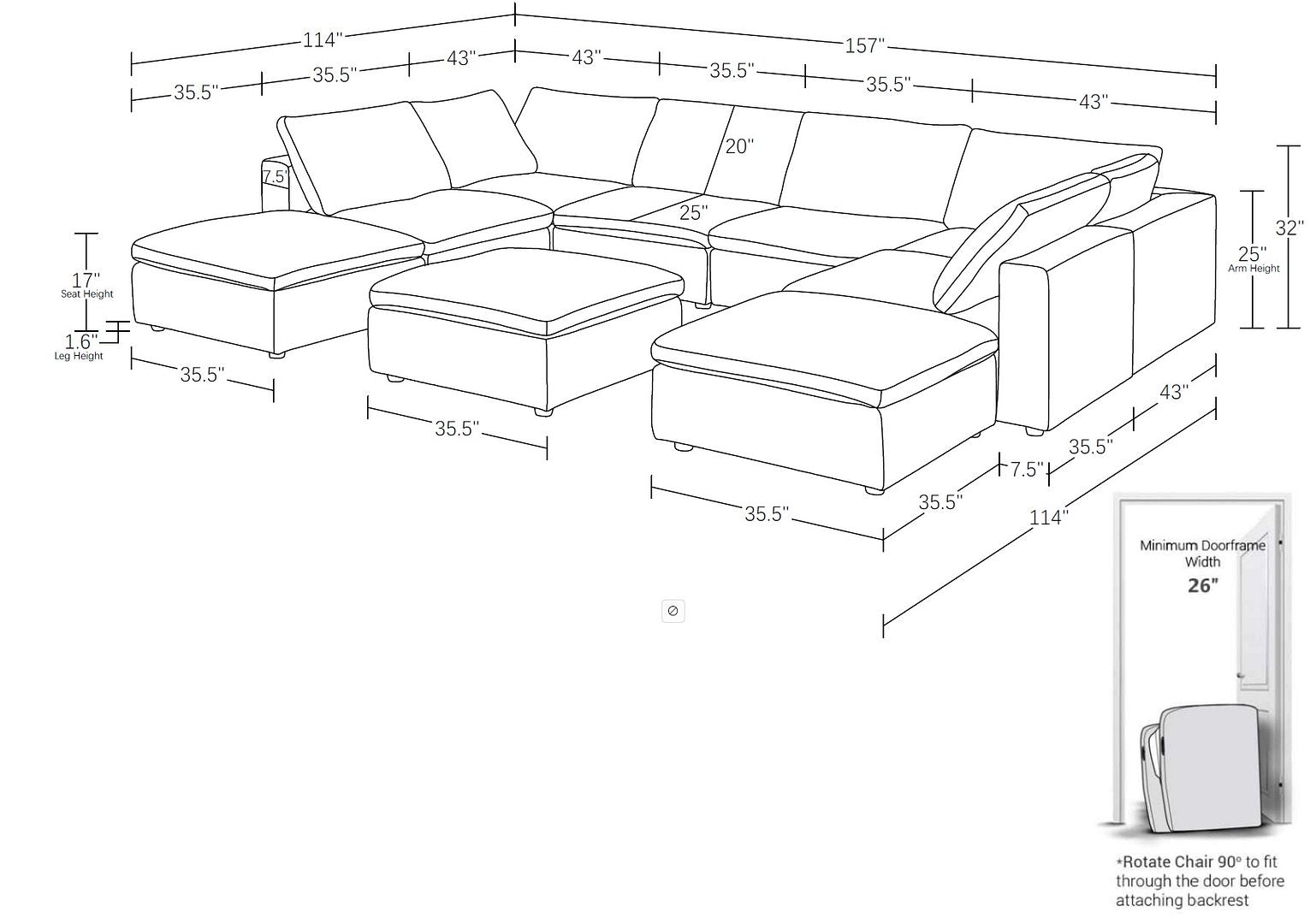 1100 Divanitalia Top-grain Italian Leather 9-Piece Sectional Sofa with Chaise