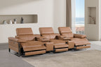 1246 Divanitalia Modular Power Triple Reclining Dual Console Sofa with Power Reclining Headrests - Top Grain Italian Leather - Cognac - SKU 1246-COGNAC-5.3-HT - view 2