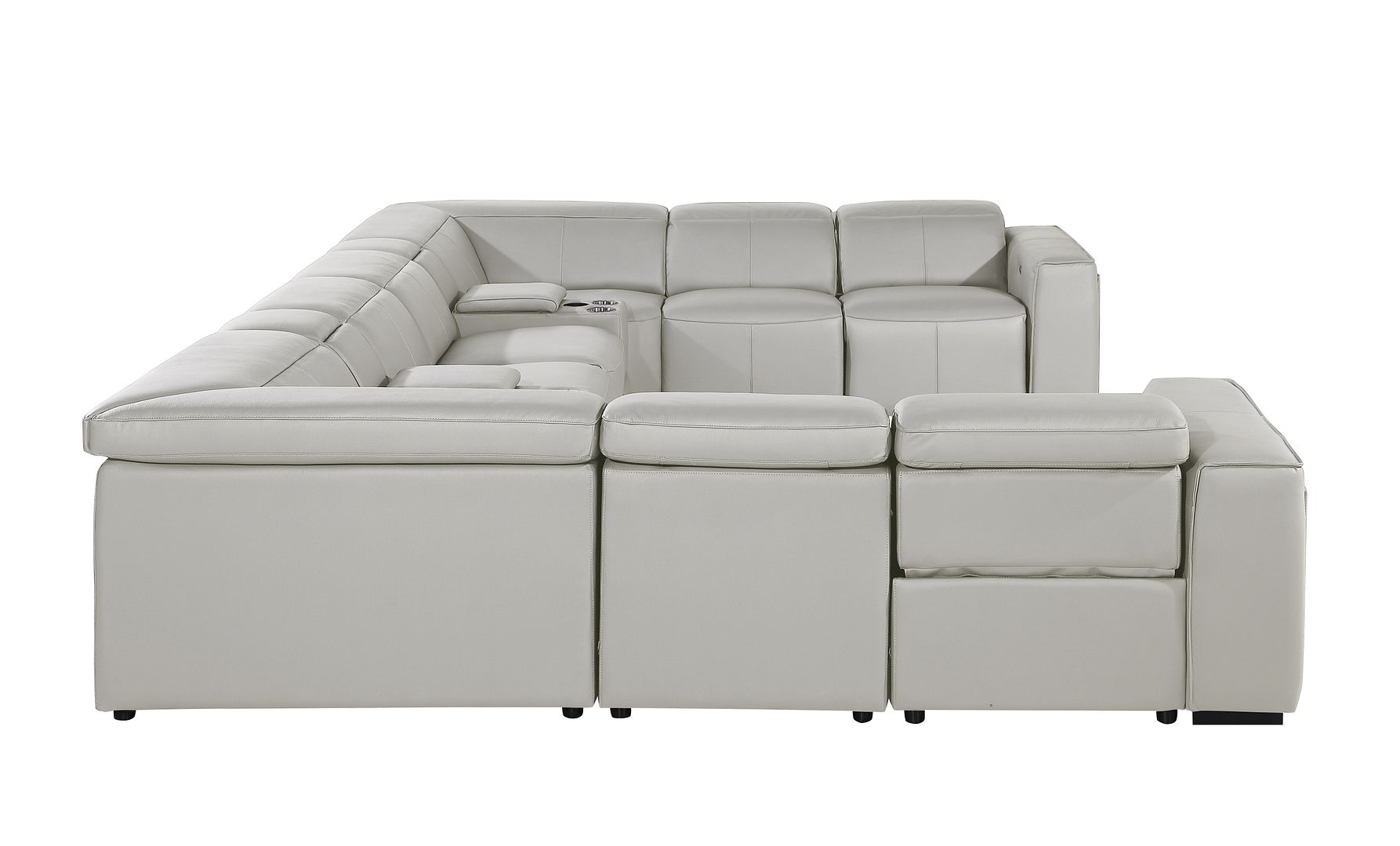 1224 Divanitalia 10-Piece U-Shaped Sectional Sofa in Top Grain Italian Leather with 4 Power Recliners & Power Headrests
