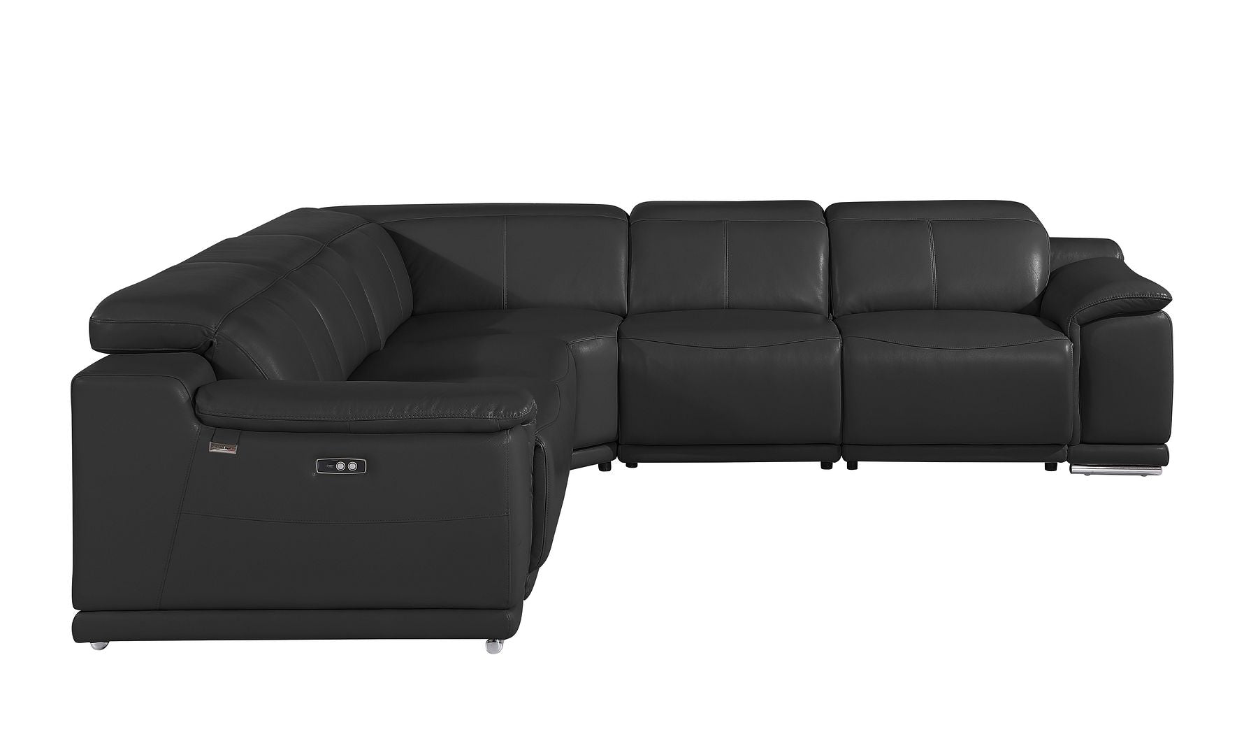 9762 Divanitalia 5-Piece L-Shaped Top Grain Italian Leather Sectional Sofa with 3 Power Recliners