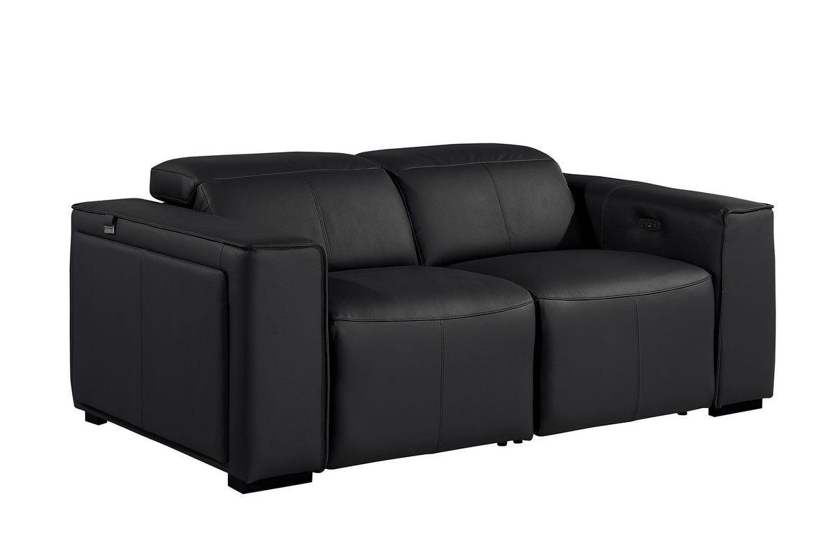 1224 Divanitalia 2-Piece Modular Power Reclining Loveseat in Top Grain Italian Leather with 2 Power Recliners & Power Headrests - Black - SKU 1224-BLACK-2.2-HT - view 4