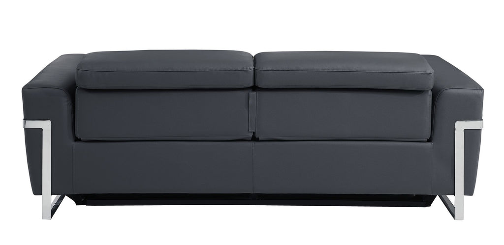 990 Divanitalia Power Reclining Sofa with Power Headrest in Top-grain Italian Leather - Dark Grey - SKU 990-DK-GRAY-S - view 4