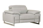 636 Divanitalia Light Gray Chair with Adjustable Headrest in Top-grain Italian Leather
