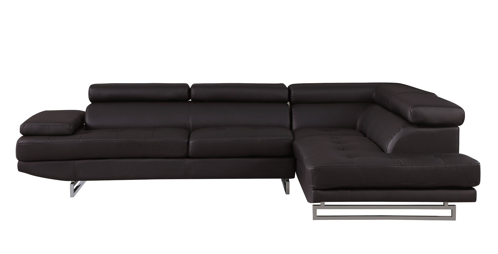 8136 Right Arm Facing Chaise with Adjustable Headrest in Genuine Leather