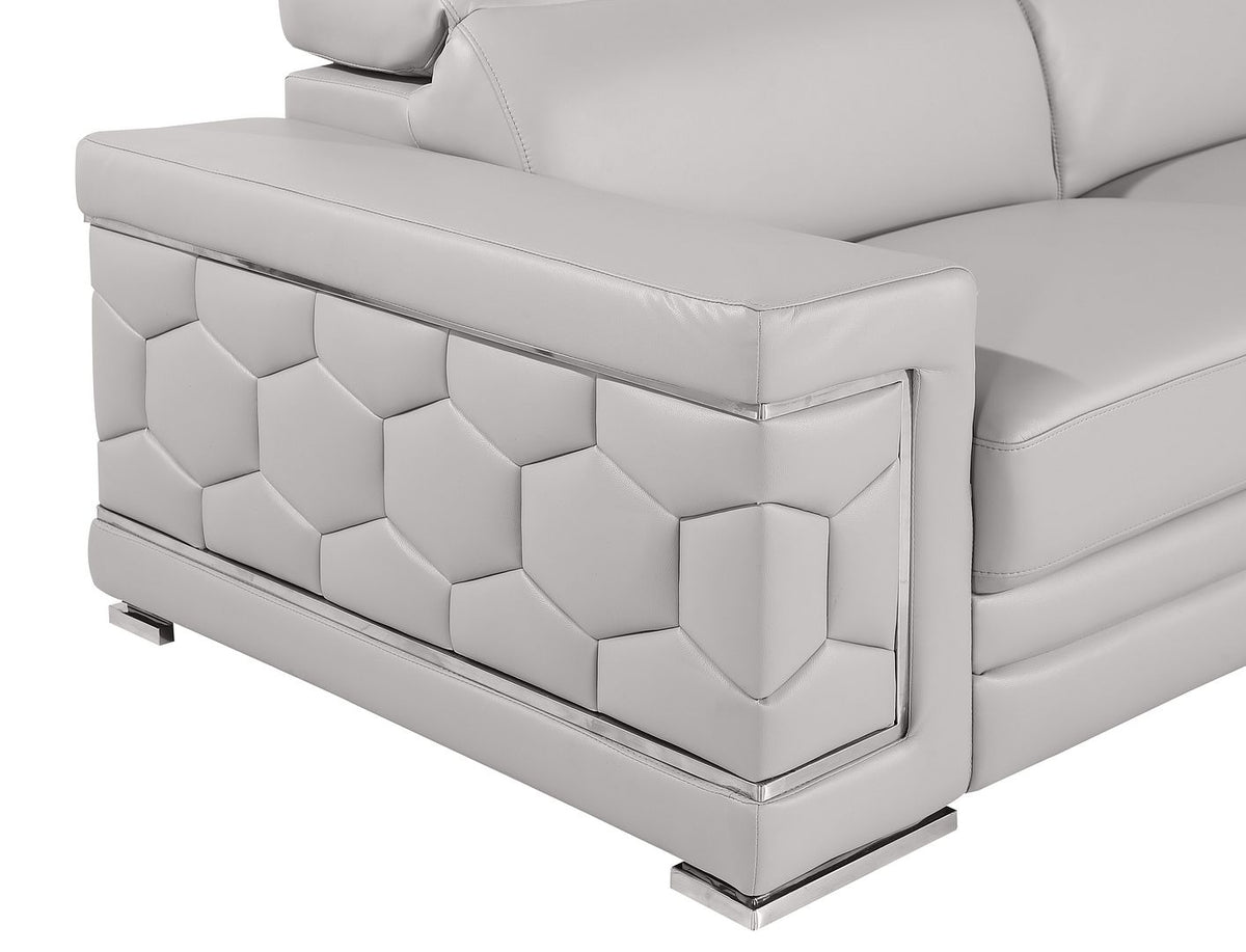 296 Modern Genuine Leather 3-Piece Sofa Set - Light Grey - SKU 296-LT-GREY-3PC - view 10