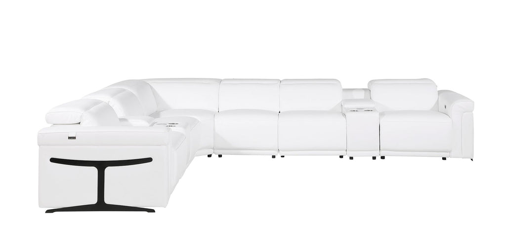 1126 Divanitalia 8-Piece L-Shaped Sectional Sofa in Top Grain Italian Leather with 4 Power Recliners & Power Headrests